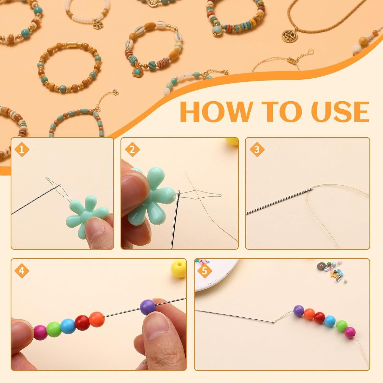 Set de Agujas para Beading UOOU - 102 Piezas, 10 Tamaños