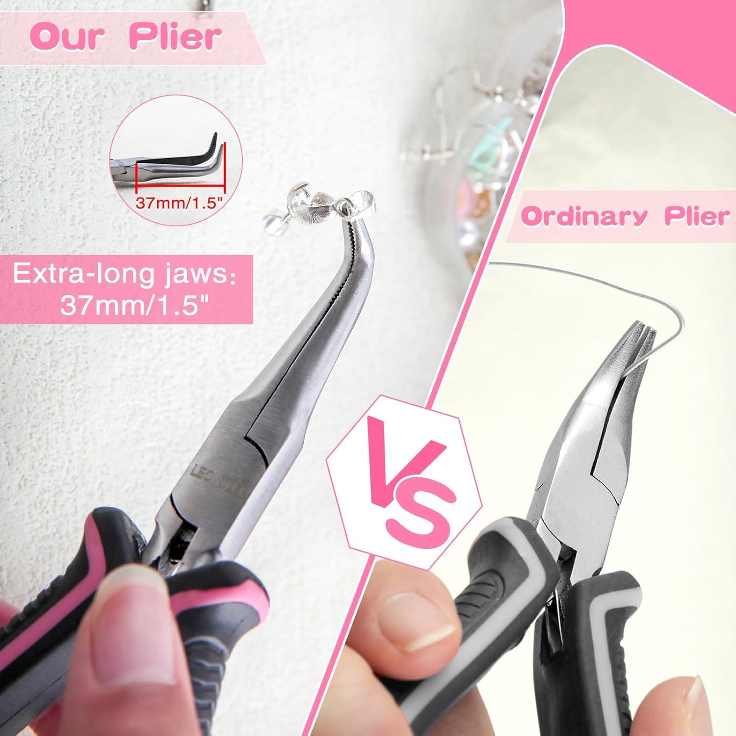 Mini Pinzas de Punta Doblada LEONTOOL con Mandíbulas Serradas