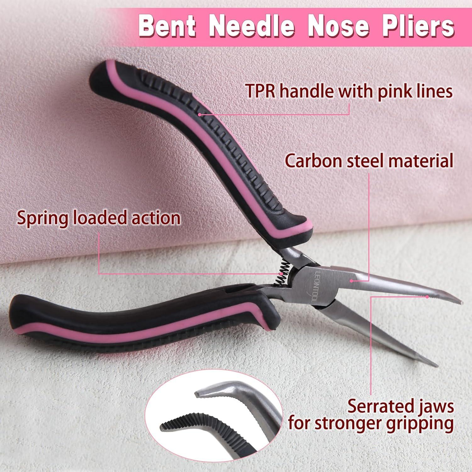 Mini Pinzas de Punta Doblada LEONTOOL con Mandíbulas Serradas