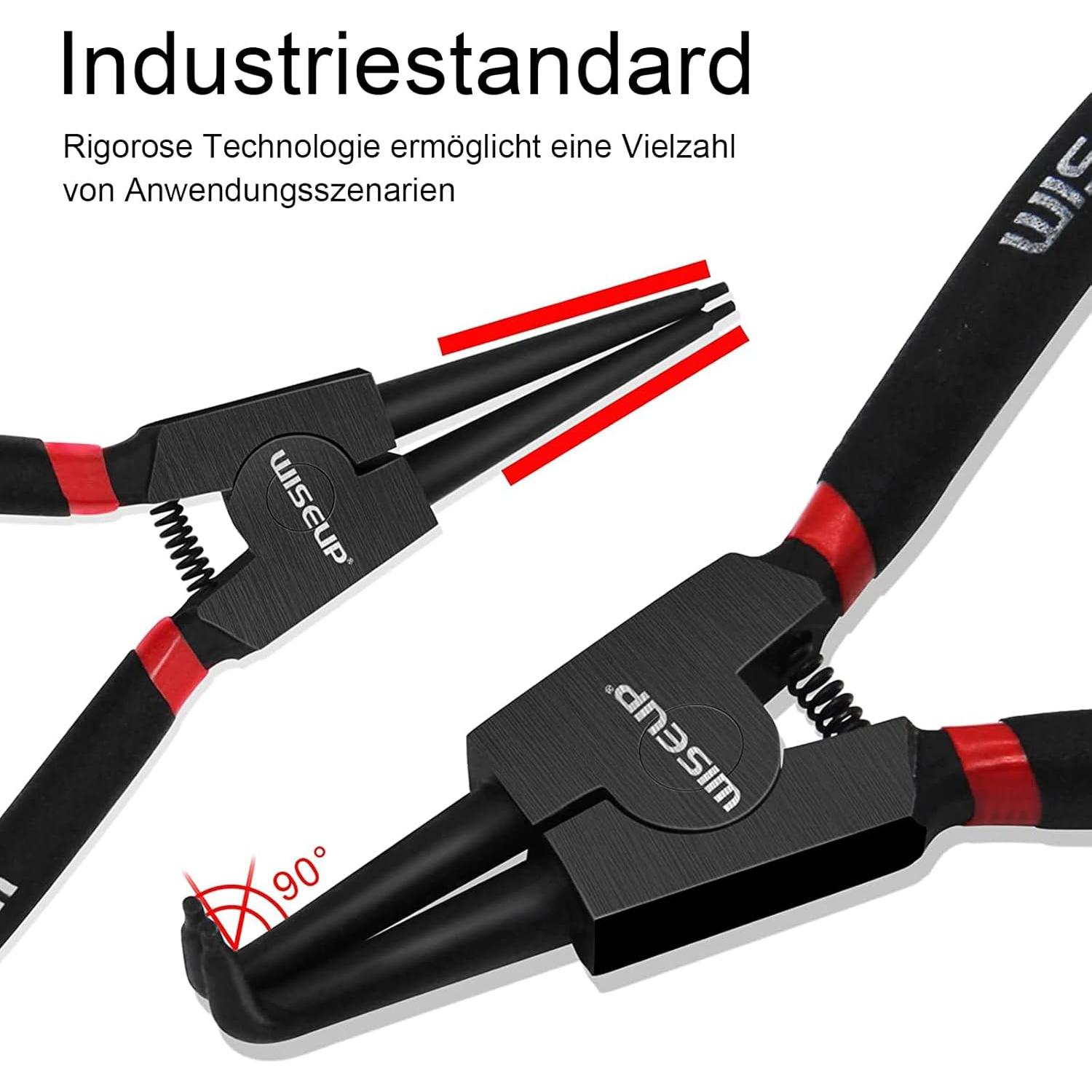 WISEUP Juego de Pinzas de Anillo de Snap 4PCS 7" Acero Carbono