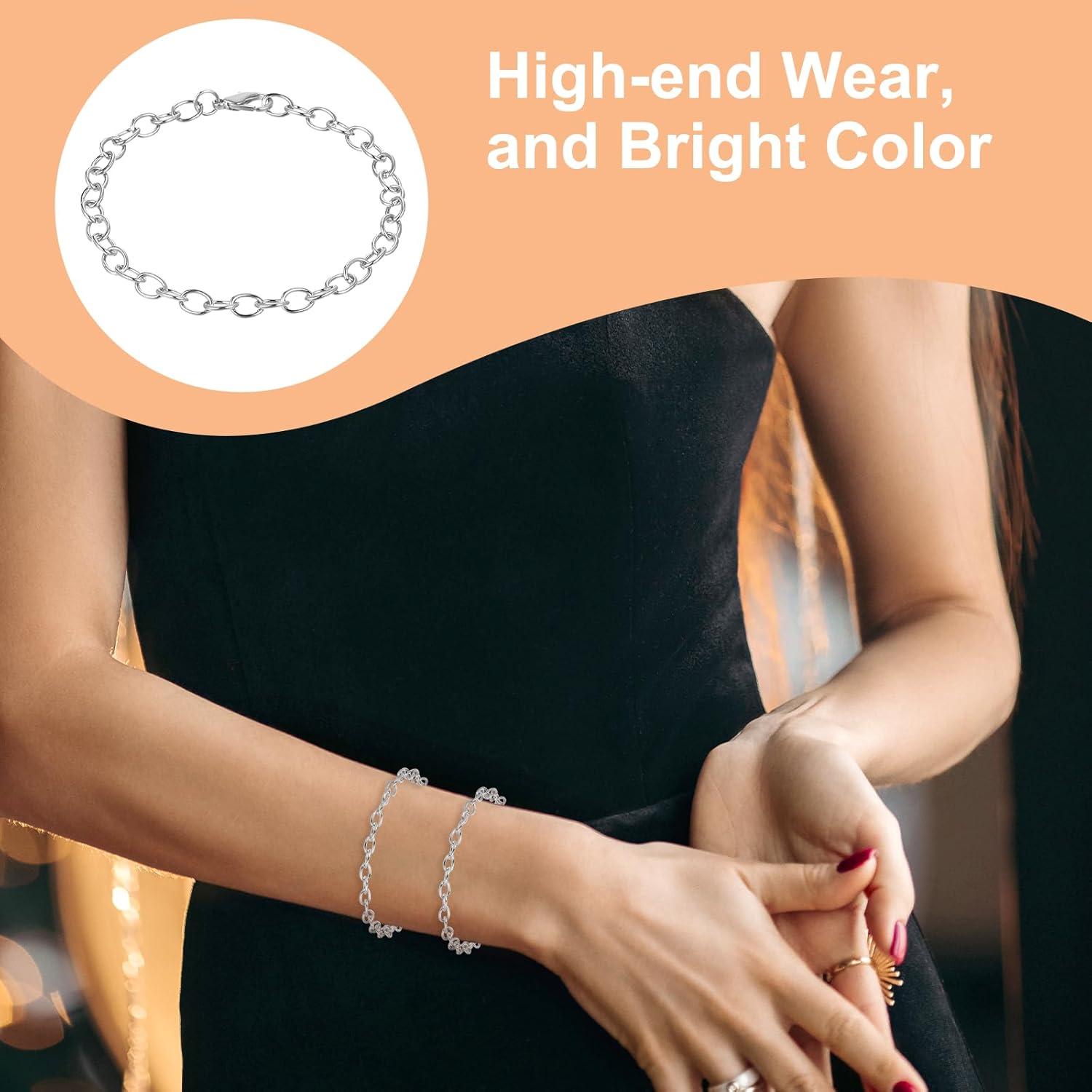 20 Cadenas de Pulsera con Encanto Prasacco Plata 17.8cm