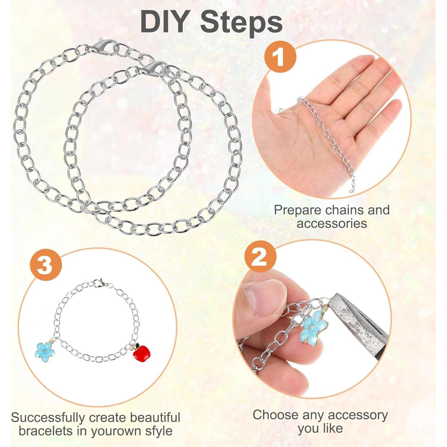 20 Cadenas de Pulsera con Encanto Prasacco Plata 17.8cm