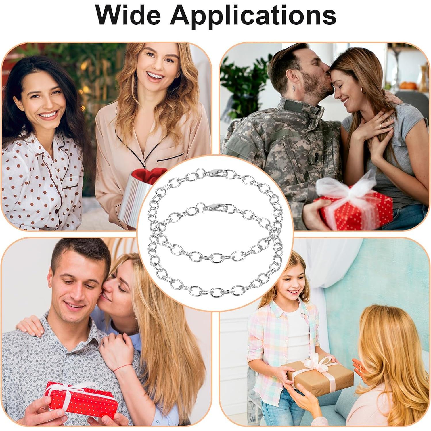 20 Cadenas de Pulsera con Encanto Prasacco Plata 17.8cm