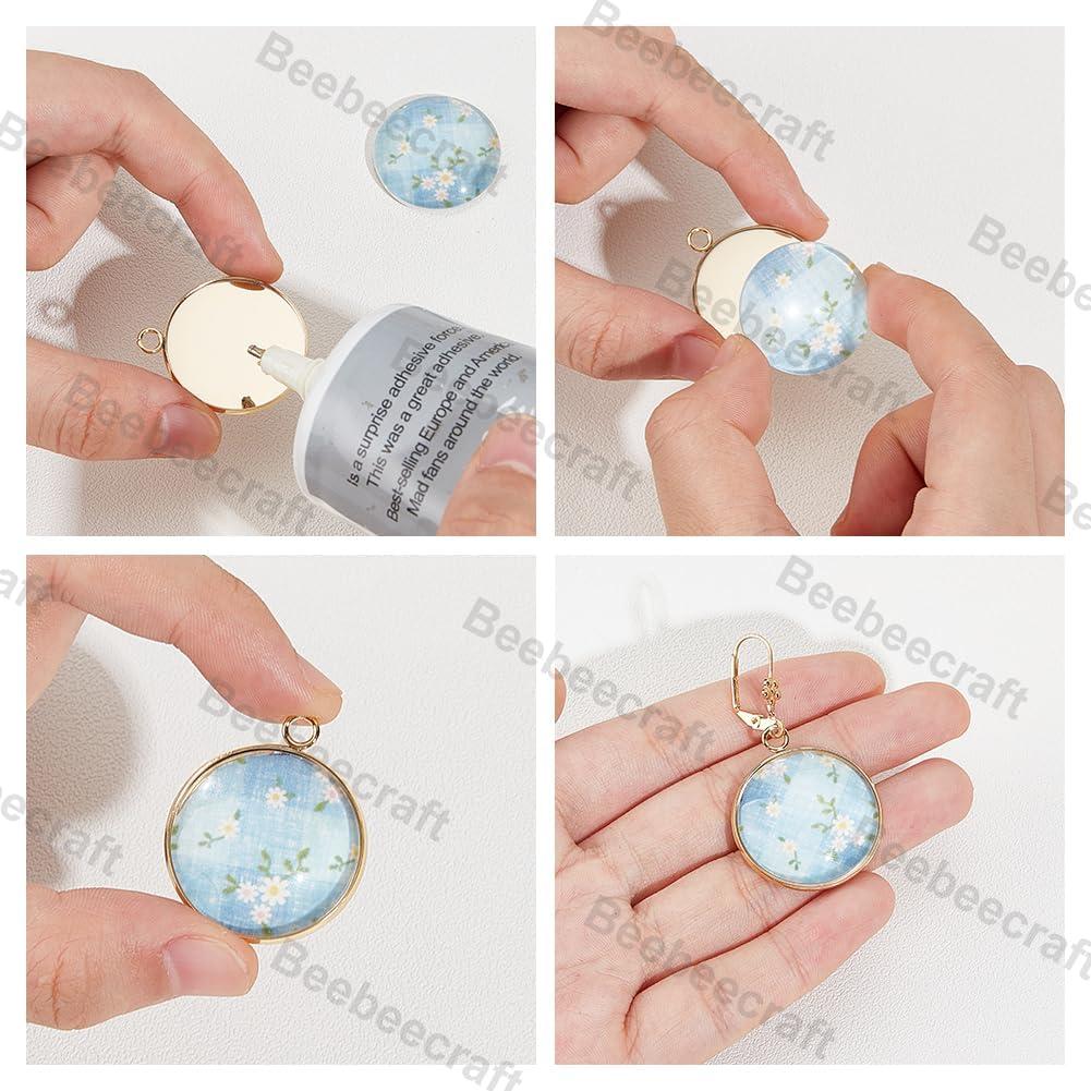 Caja 20 Pcs Bandejas Colgantes Bezel 25mm Beebeecraft Oro 24K