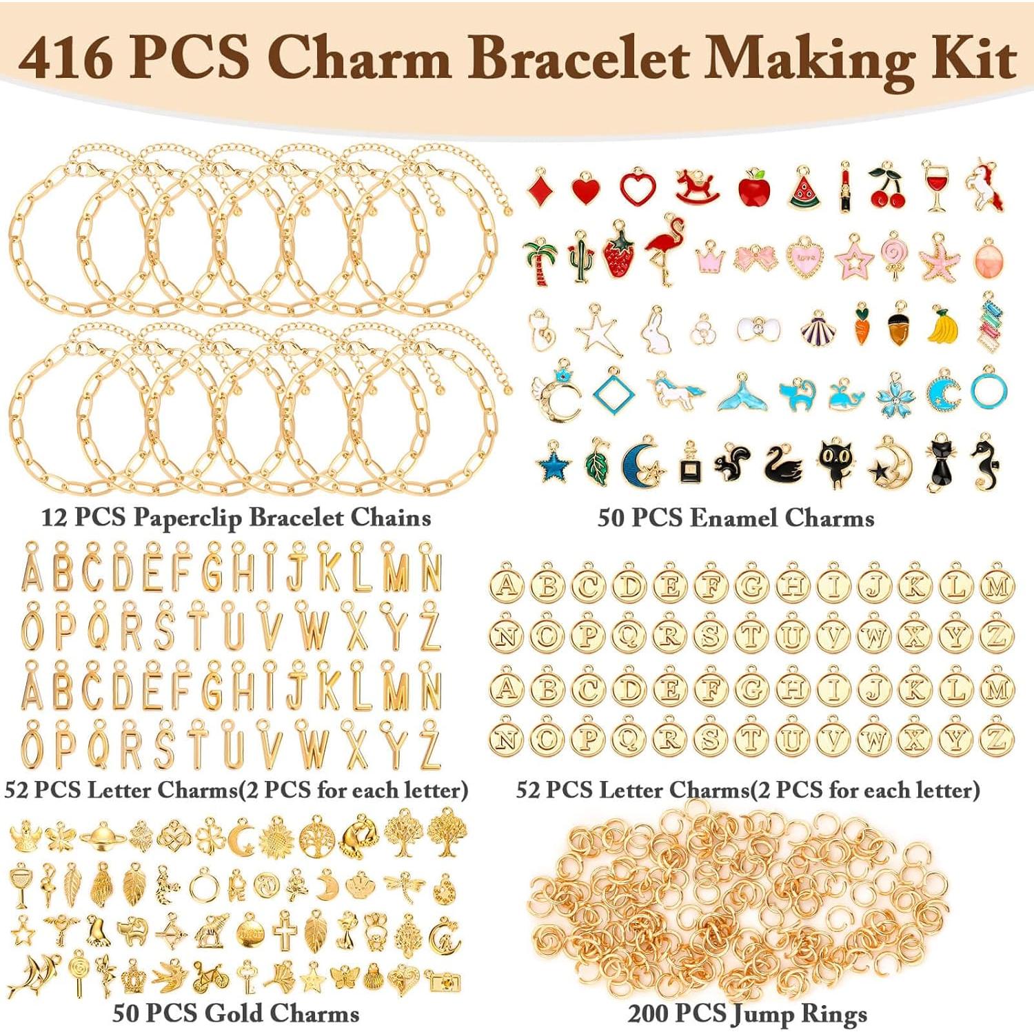 Kit de Fabricación de Pulseras de Encanto Flasoo 416 Piezas