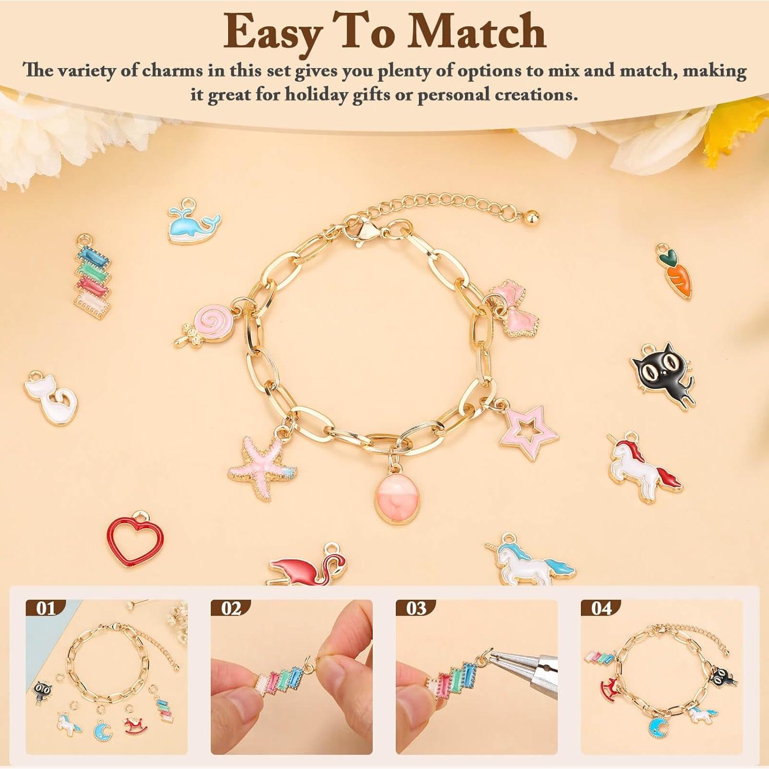 Kit de Fabricación de Pulseras de Encanto Flasoo 416 Piezas