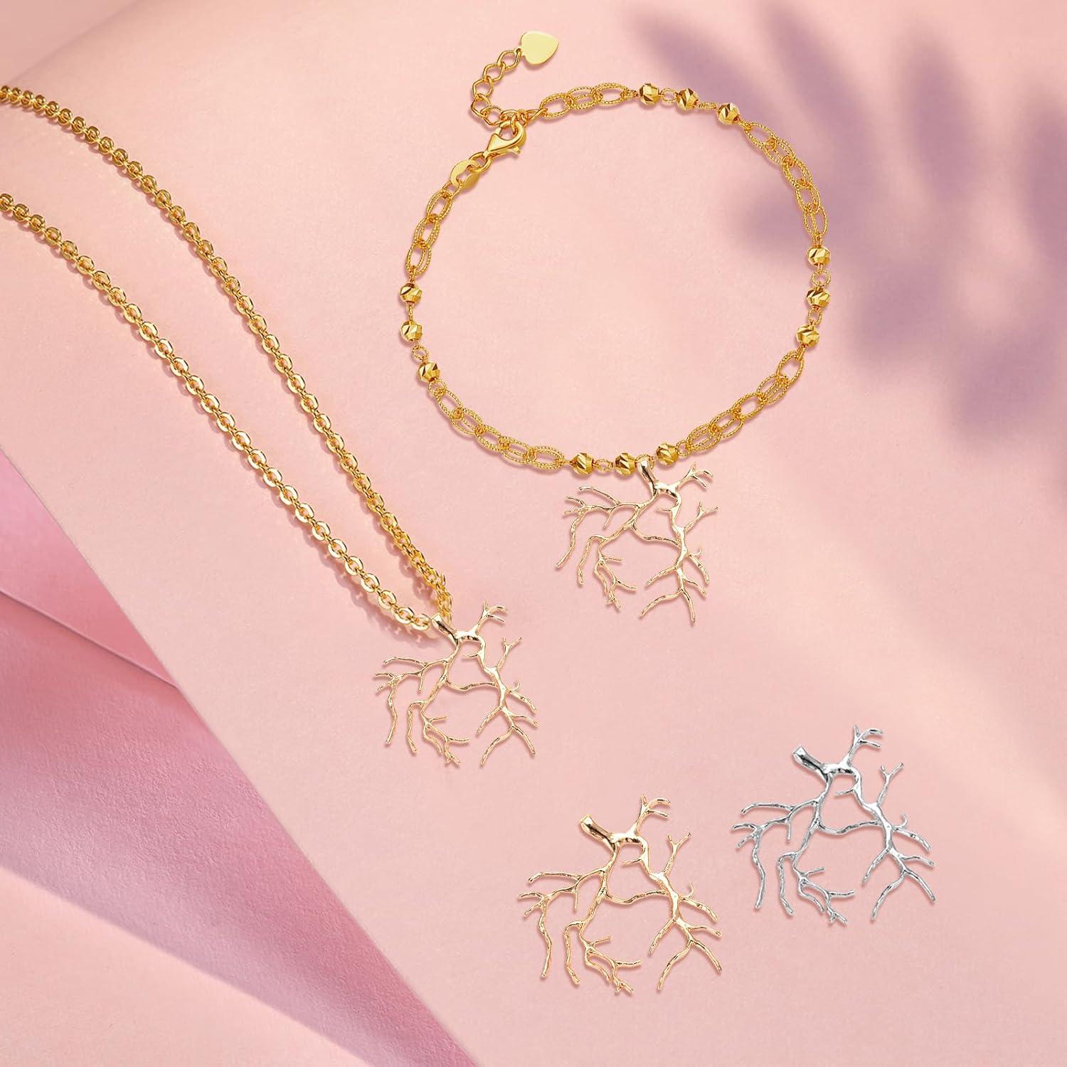 20 Colgantes de Rama en Latón Plateado y Dorado para Joyería DIY