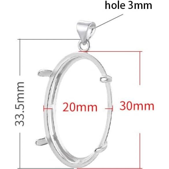 Base de Colgante Charm Sorcozn en Plata 925 Ovalada 20x30mm