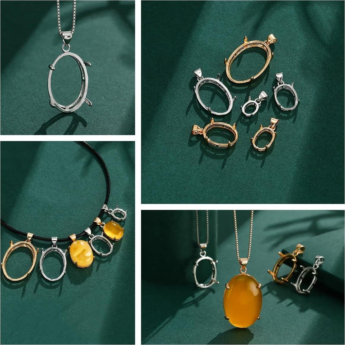 Base de Colgante Charm Sorcozn en Plata 925 Ovalada 20x30mm