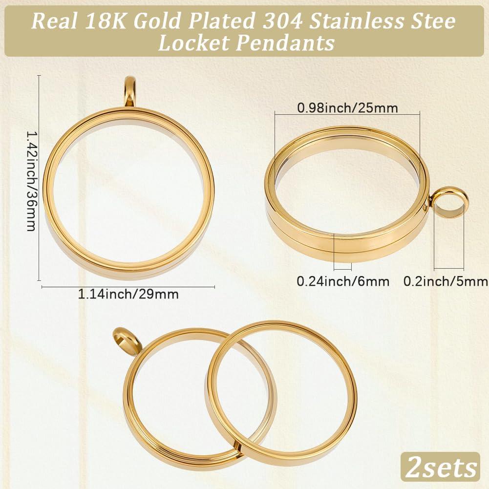 Beebeecraft 2 Encantos Locket Flotante Oro 18K 36x29mm