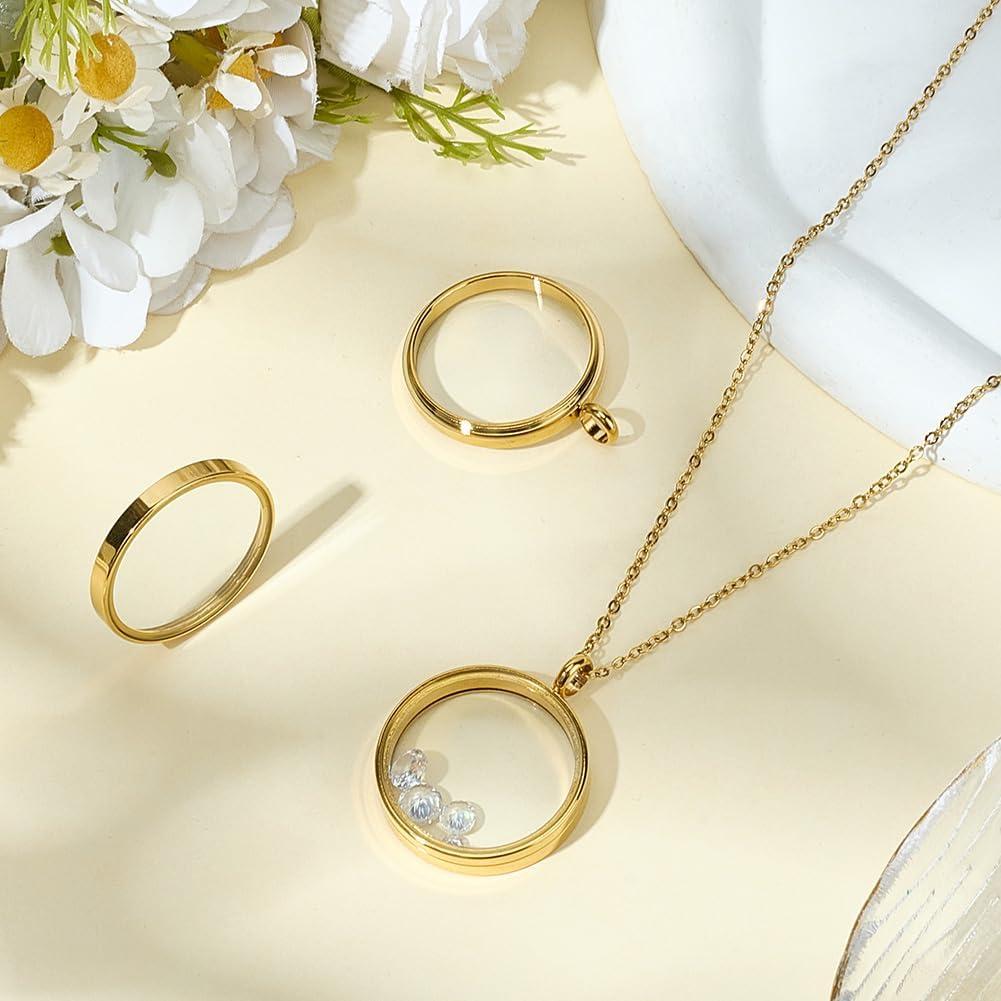 Beebeecraft 2 Encantos Locket Flotante Oro 18K 36x29mm