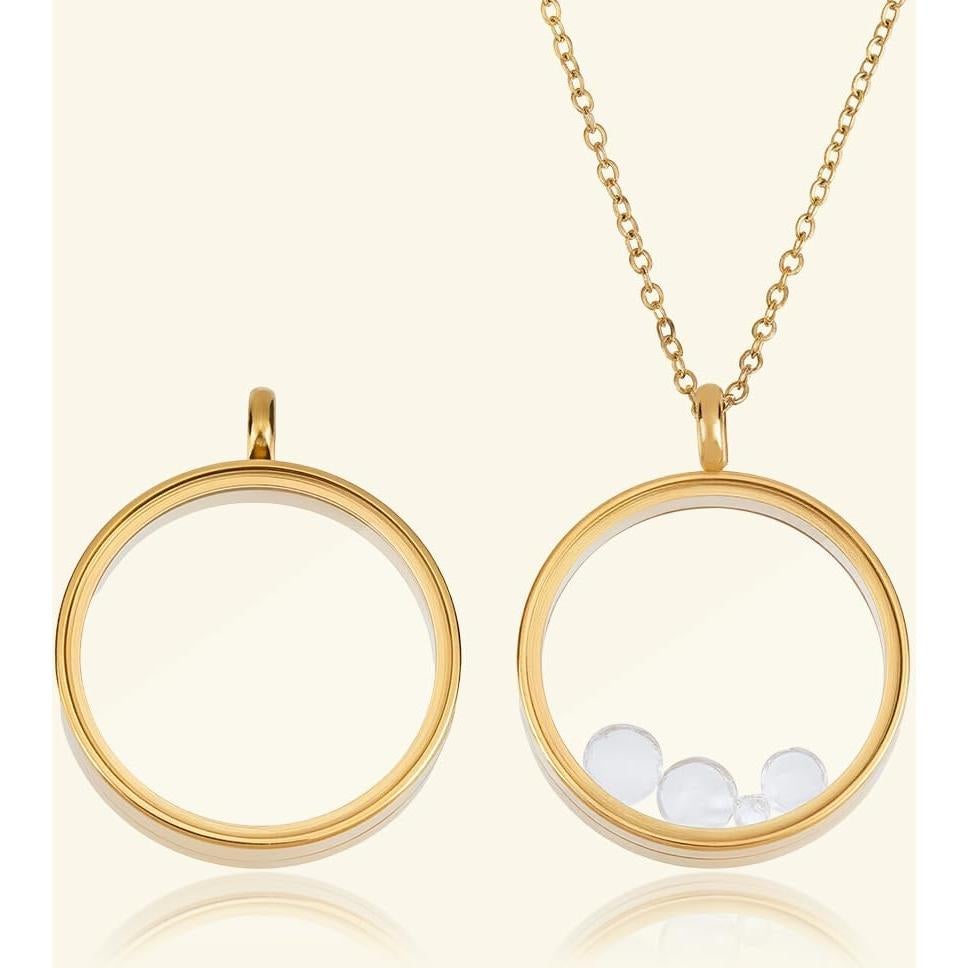 Beebeecraft 2 Encantos Locket Flotante Oro 18K 36x29mm