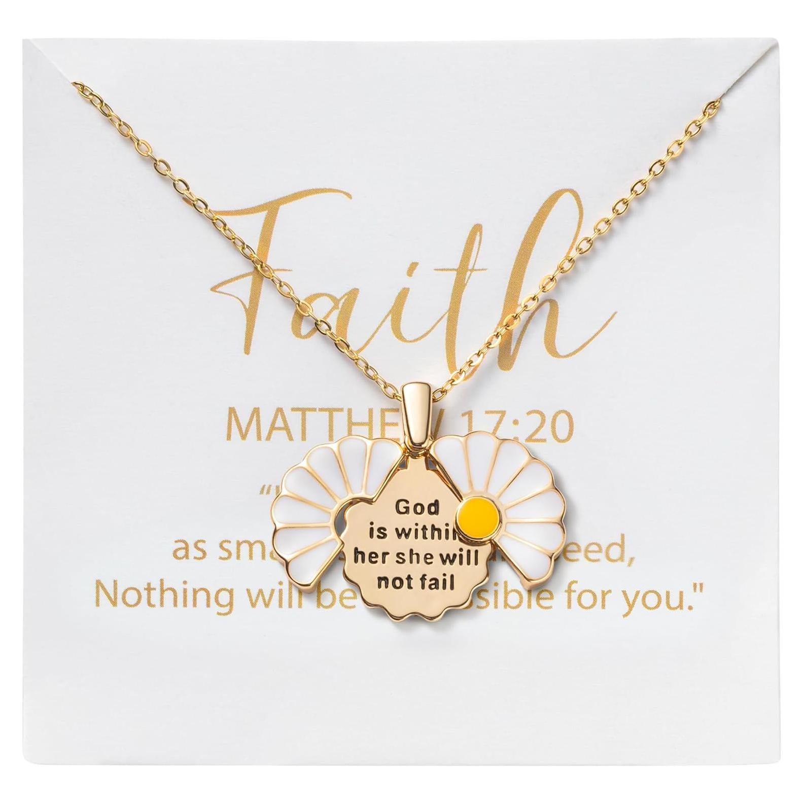 Collar Locket Daisy Christian de Acero Inoxidable - Mensaje Inspiracional