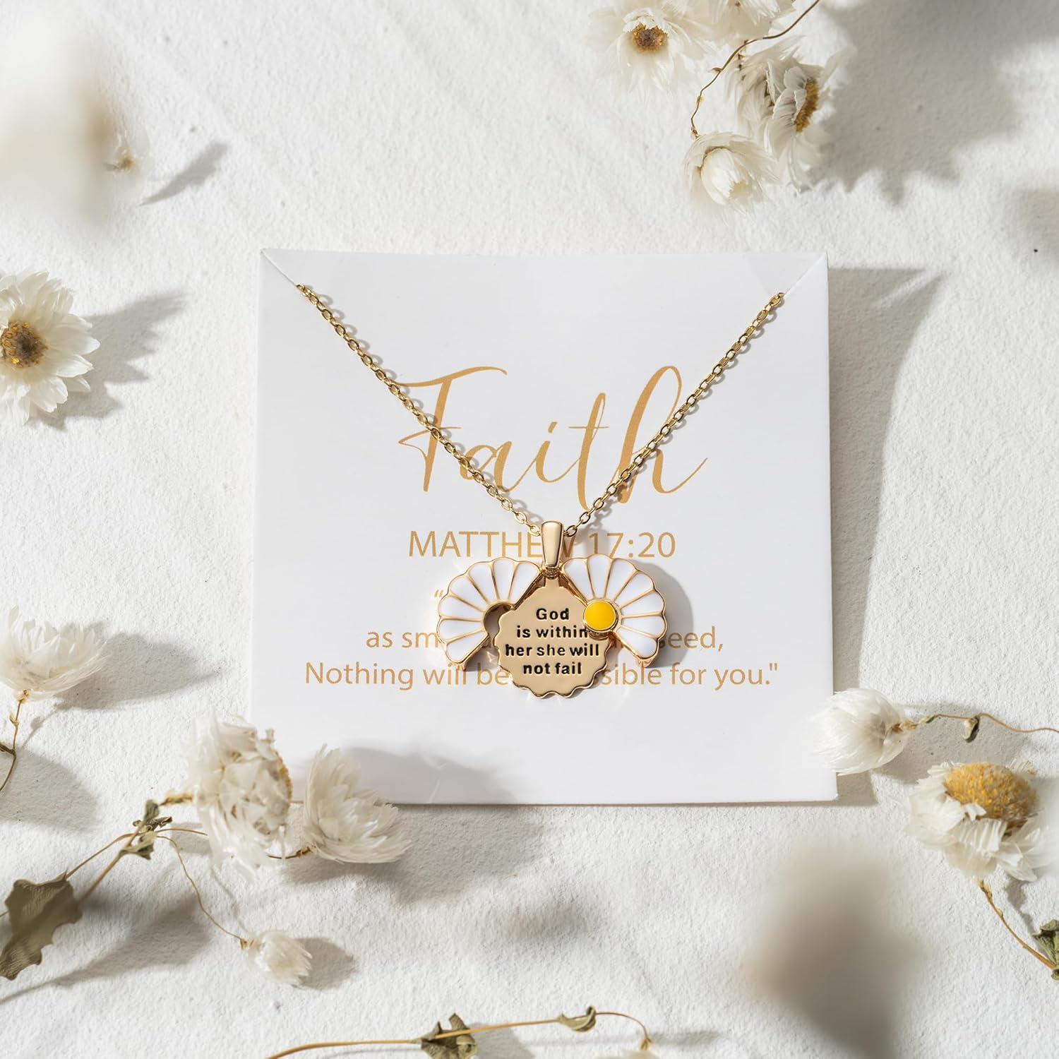 Collar Locket Daisy Christian de Acero Inoxidable - Mensaje Inspiracional