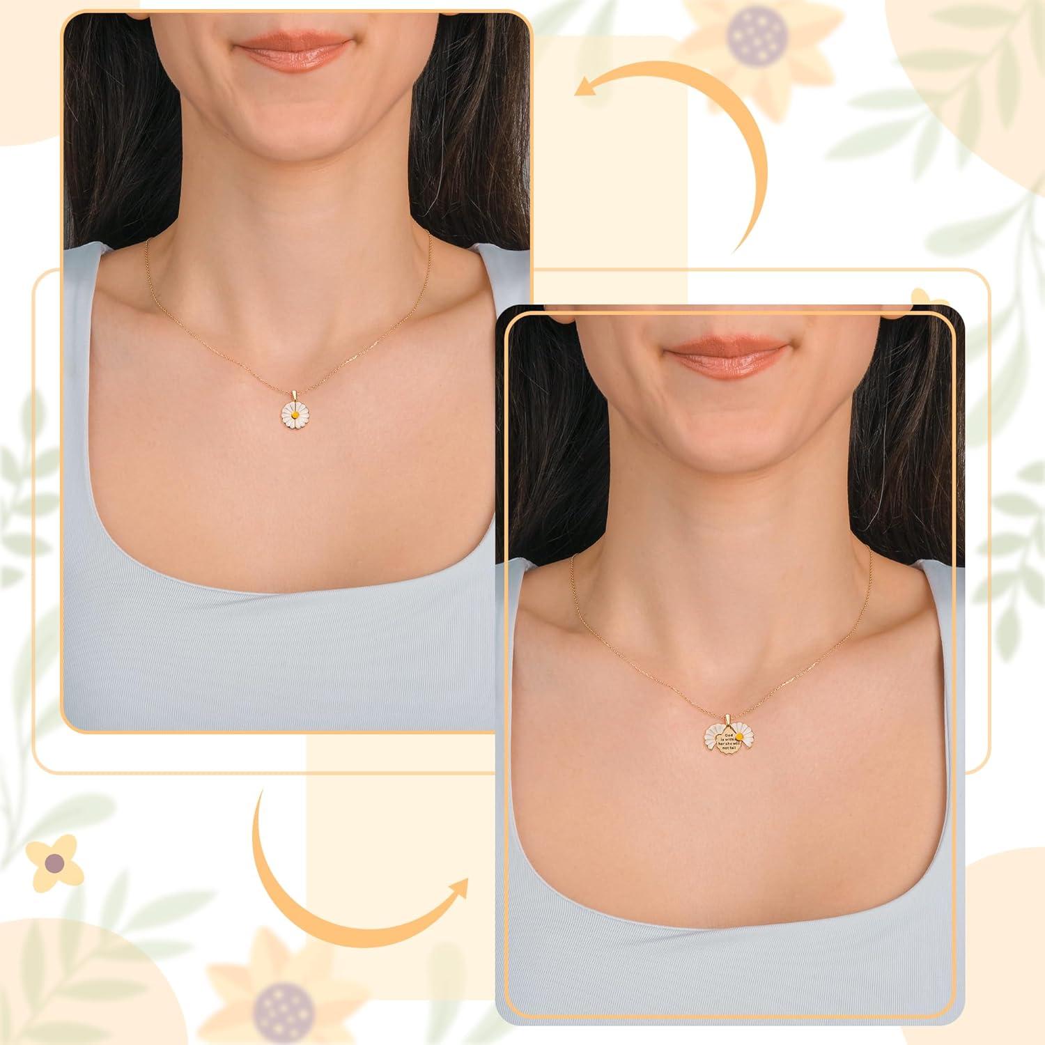 Collar Locket Daisy Christian de Acero Inoxidable - Mensaje Inspiracional