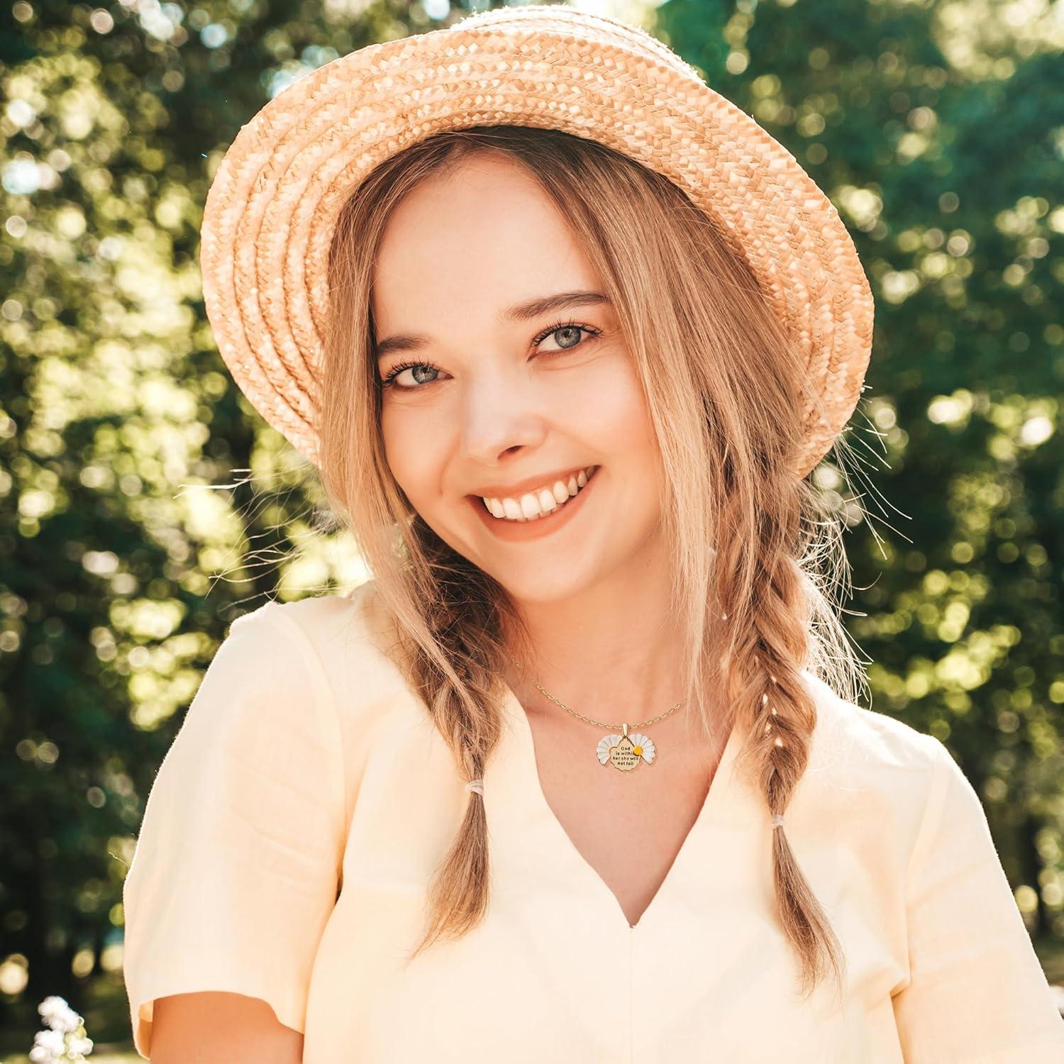 Collar Locket Daisy Christian de Acero Inoxidable - Mensaje Inspiracional