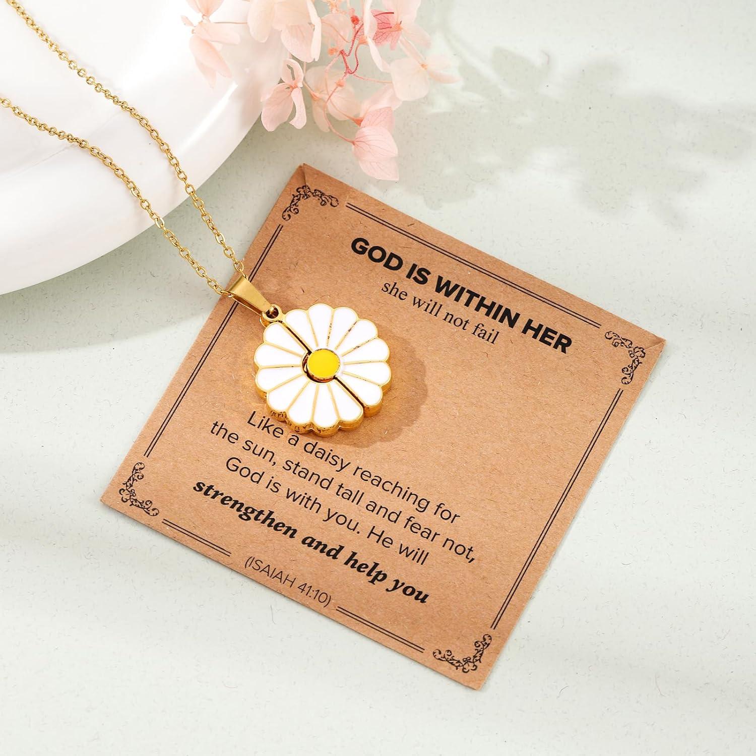 Collar de Fe Margarita Dorada Cristiana 45.72 cm Ajustable