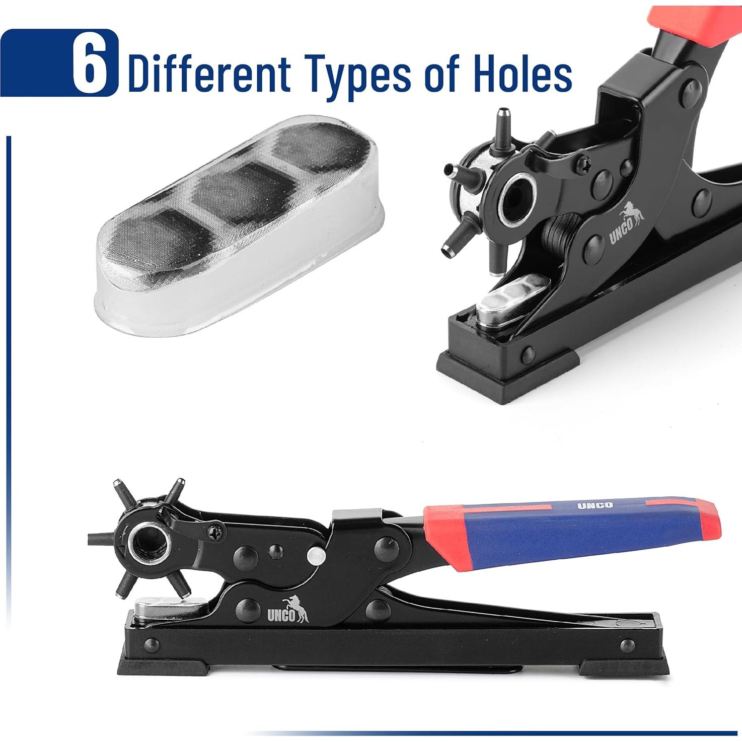 Perforadora de cuero UNCO con 6 tamaños intercambiables