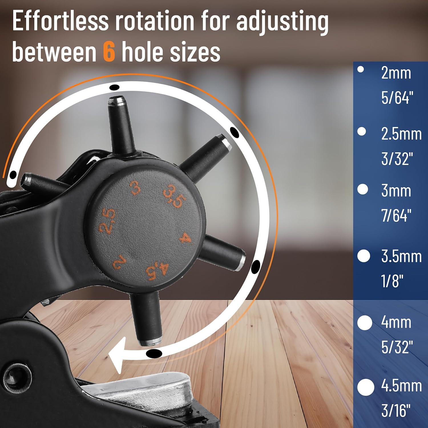 Perforadora de cuero UNCO con 6 tamaños intercambiables