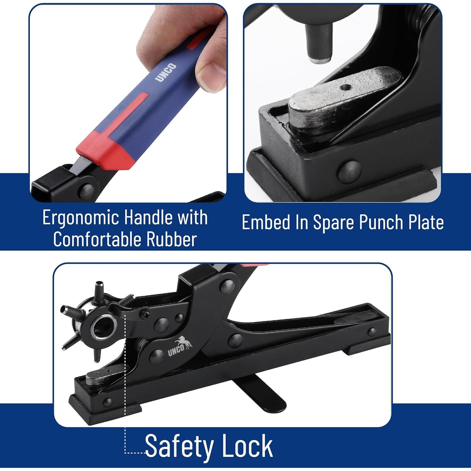 Perforadora de cuero UNCO con 6 tamaños intercambiables