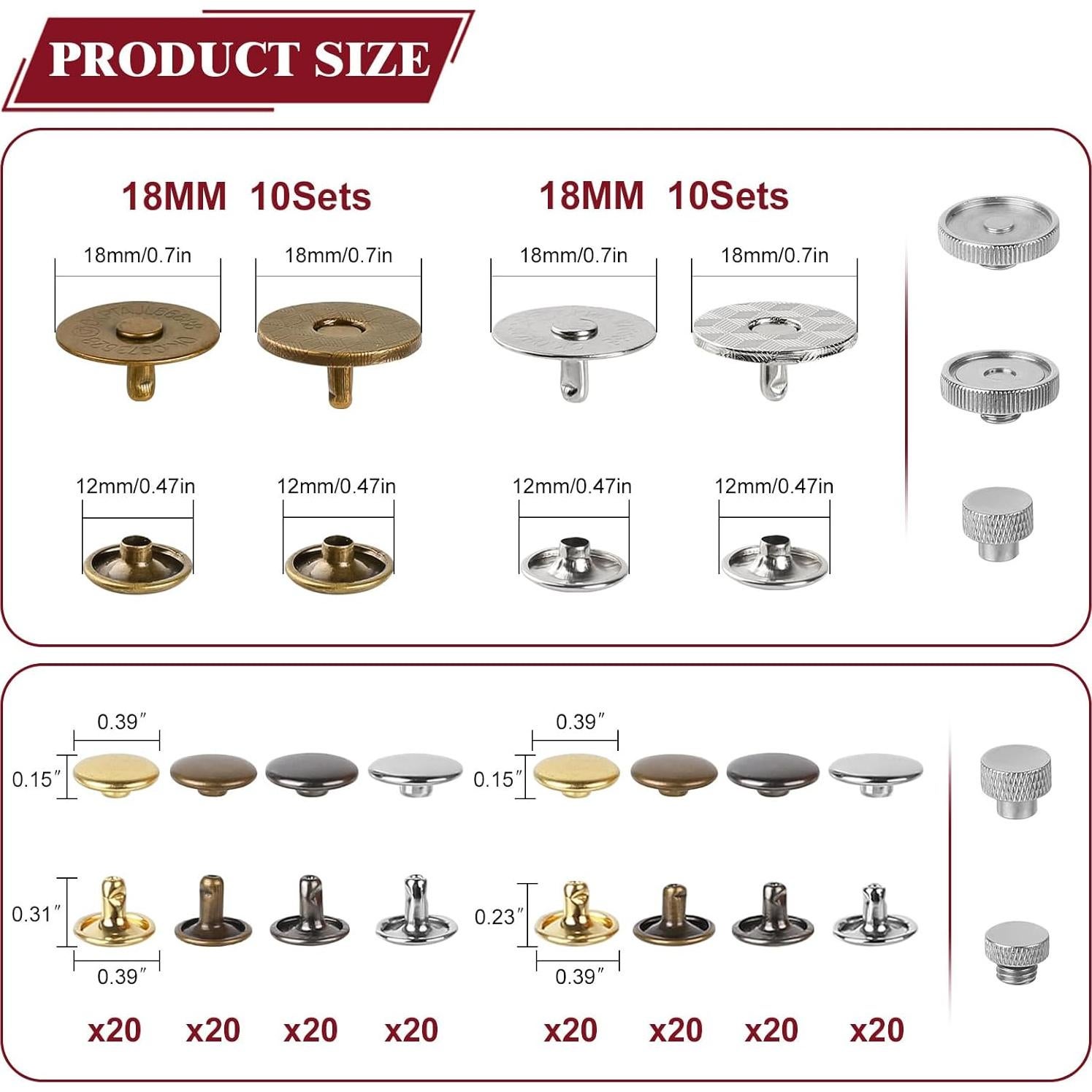 Conjunto de Remaches y Botones Magnéticos Y-zuisoumt 180 Pzas