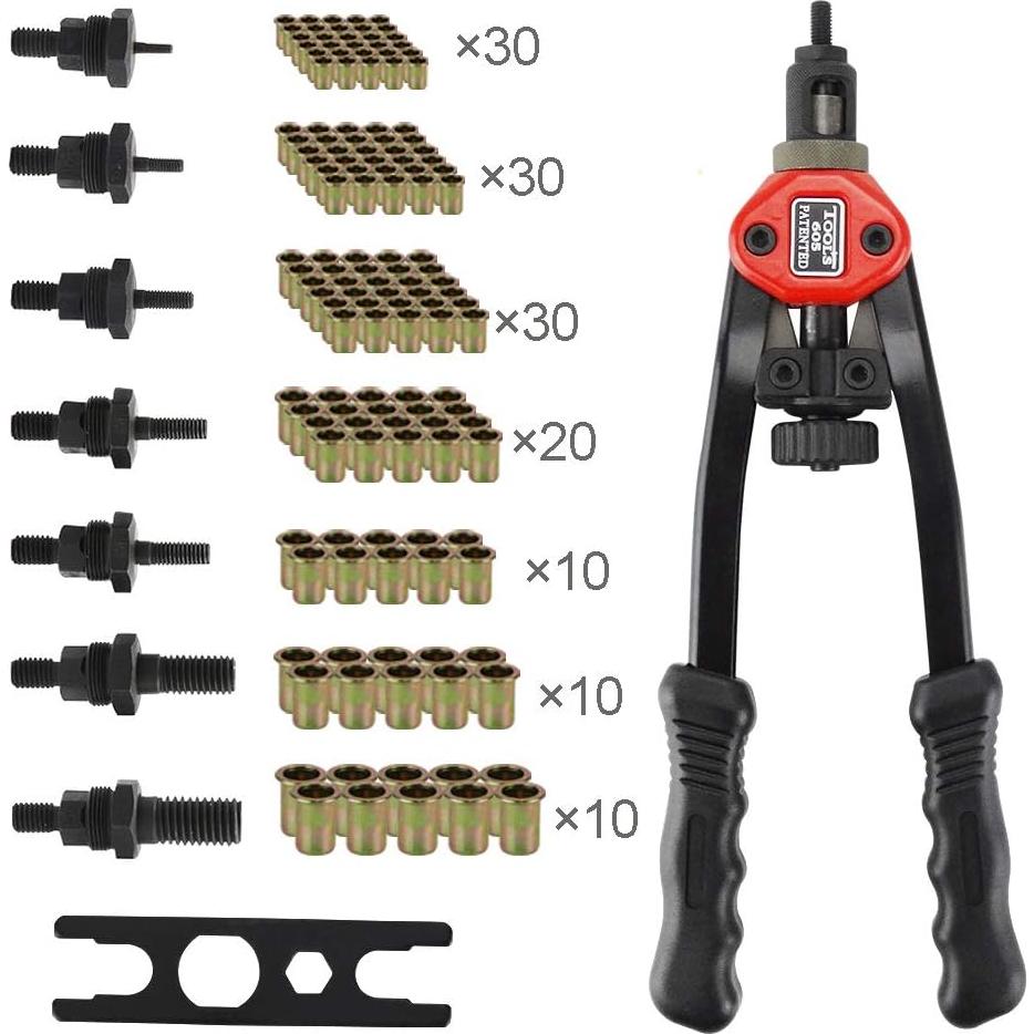 Kit de Remachadora Manual VonLux con 7 Mandriles y 140 Tuercas