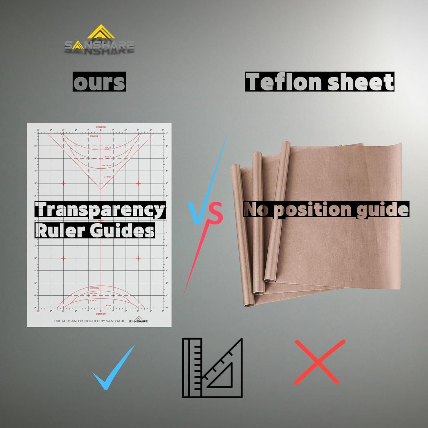 Guía de Regla A3 para Camisetas SANSHARE - 20 Hojas Reutilizables