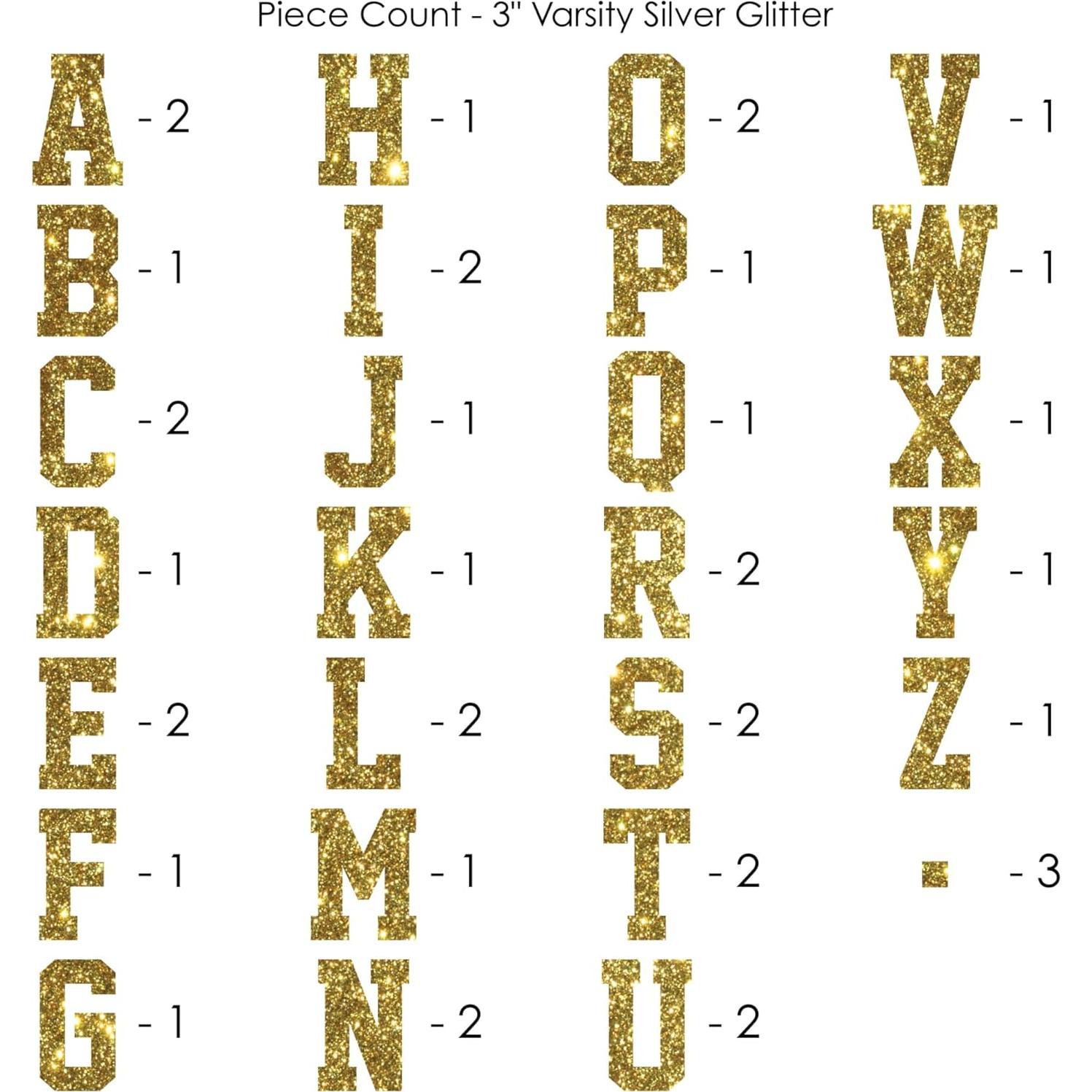 Letras de Planchar SEI 40 Piezas Doradas 7.6 cm Brillo