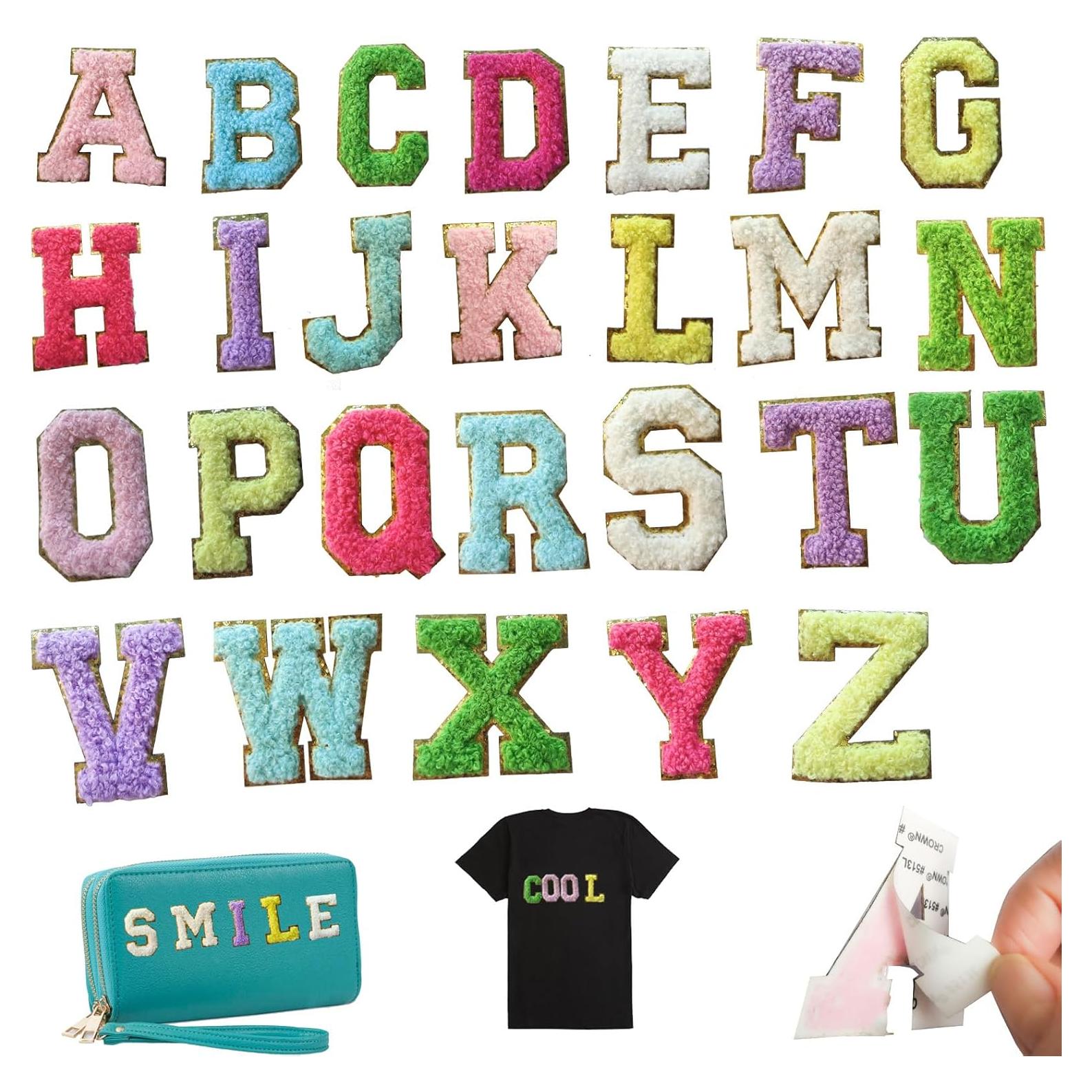 Parche de Letras Chenille Autoadhesivo Yszhijia A-Z 26pcs