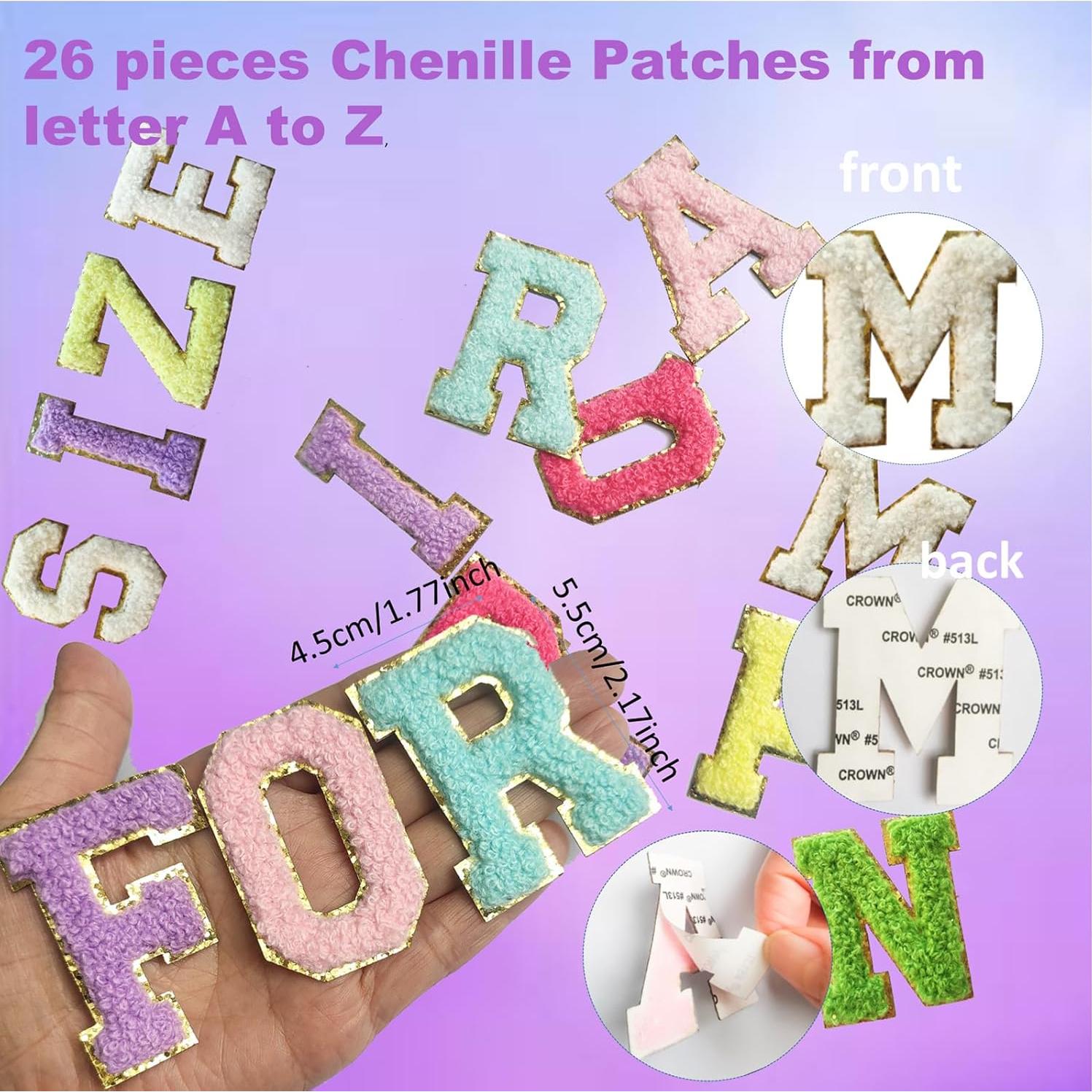 Parche de Letras Chenille Autoadhesivo Yszhijia A-Z 26pcs