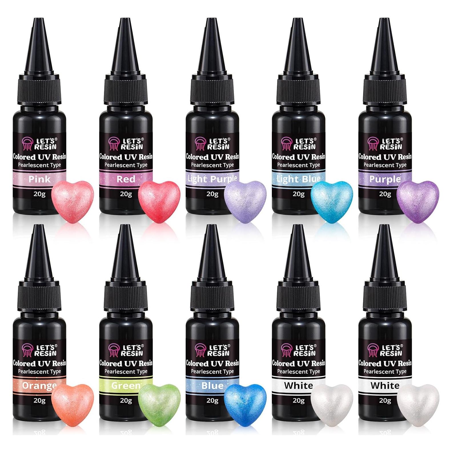 Resina UV Perlescente LET'S RESIN 10 Colores 20g Cada Uno