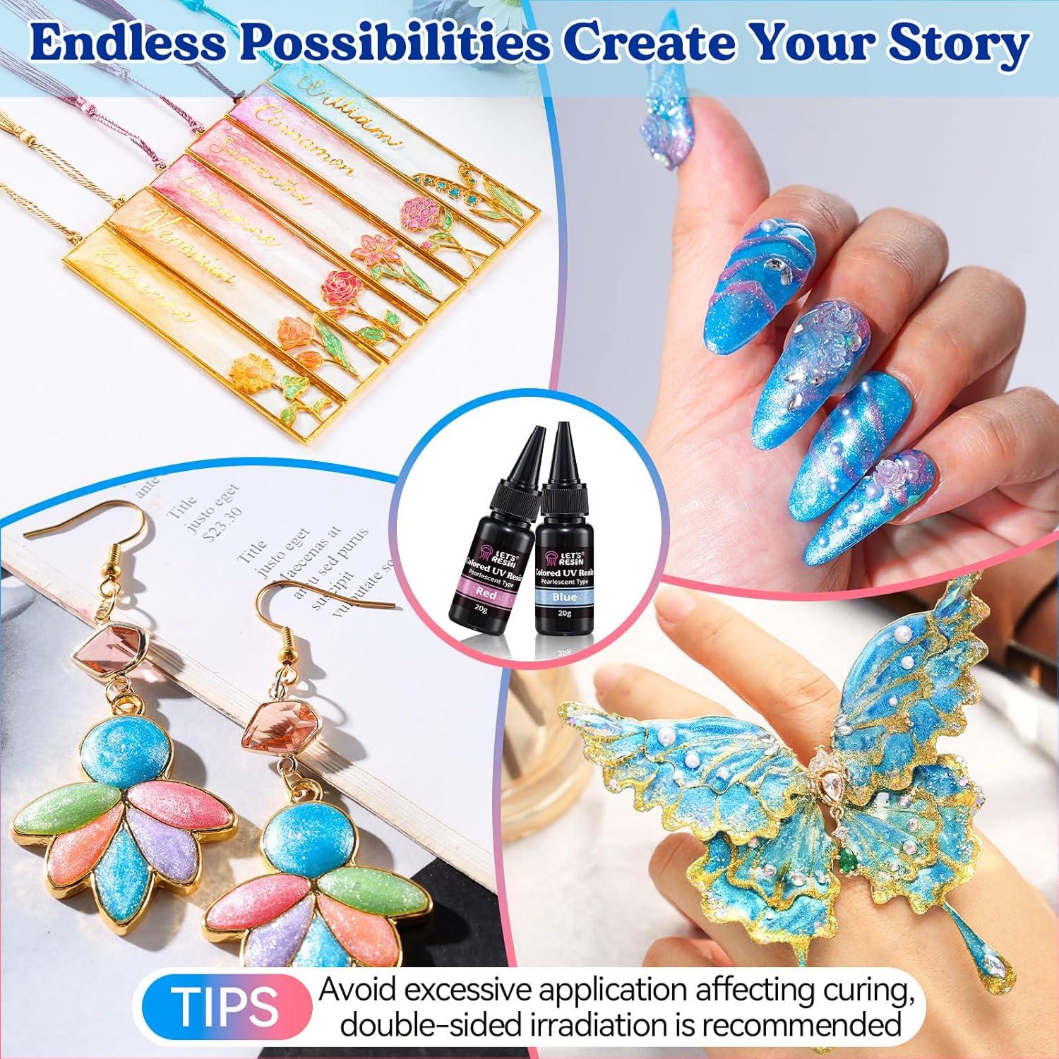 Resina UV Perlescente LET'S RESIN 10 Colores 20g Cada Uno