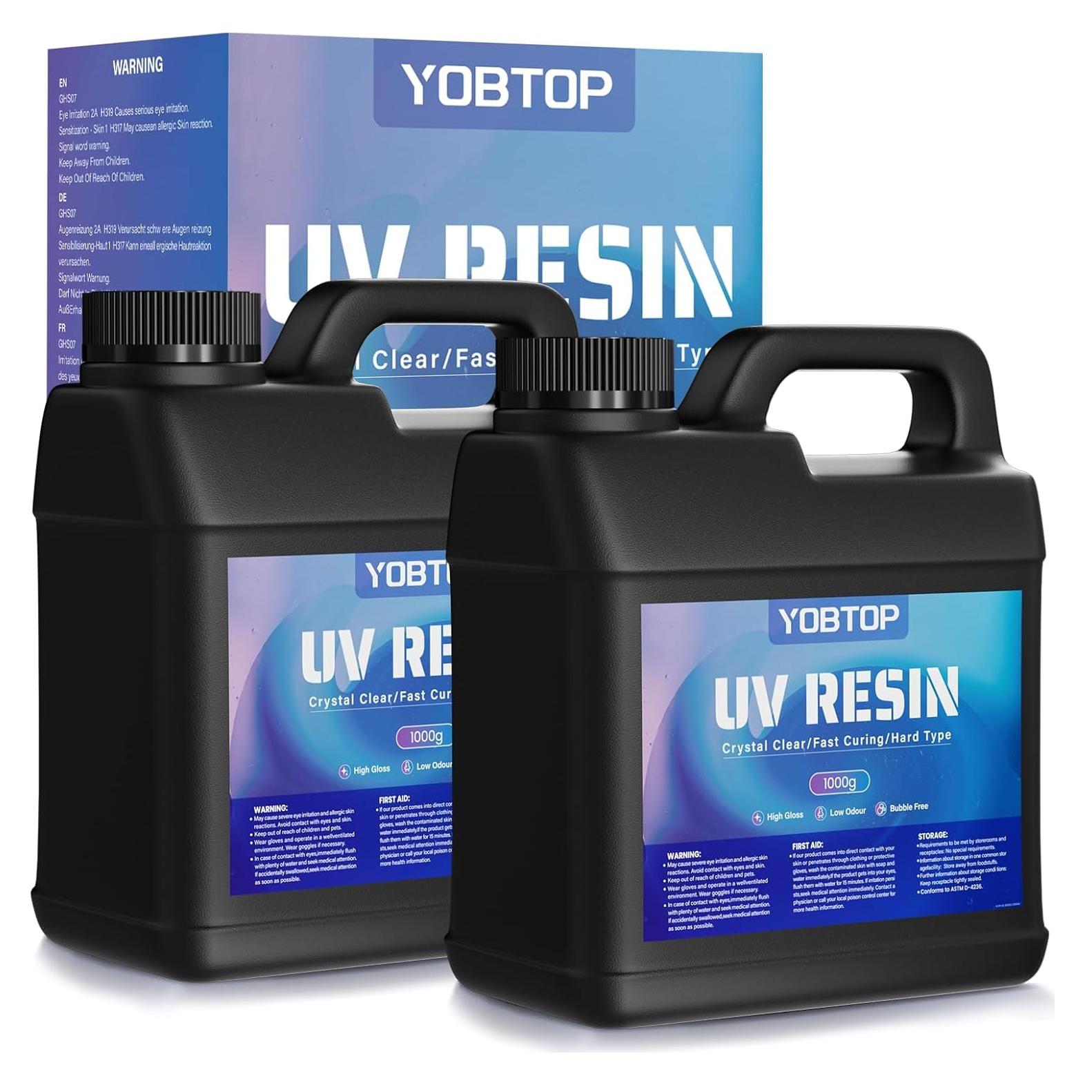 Resina UV 2000g YOBTOP Inodora y de Curado Rápido