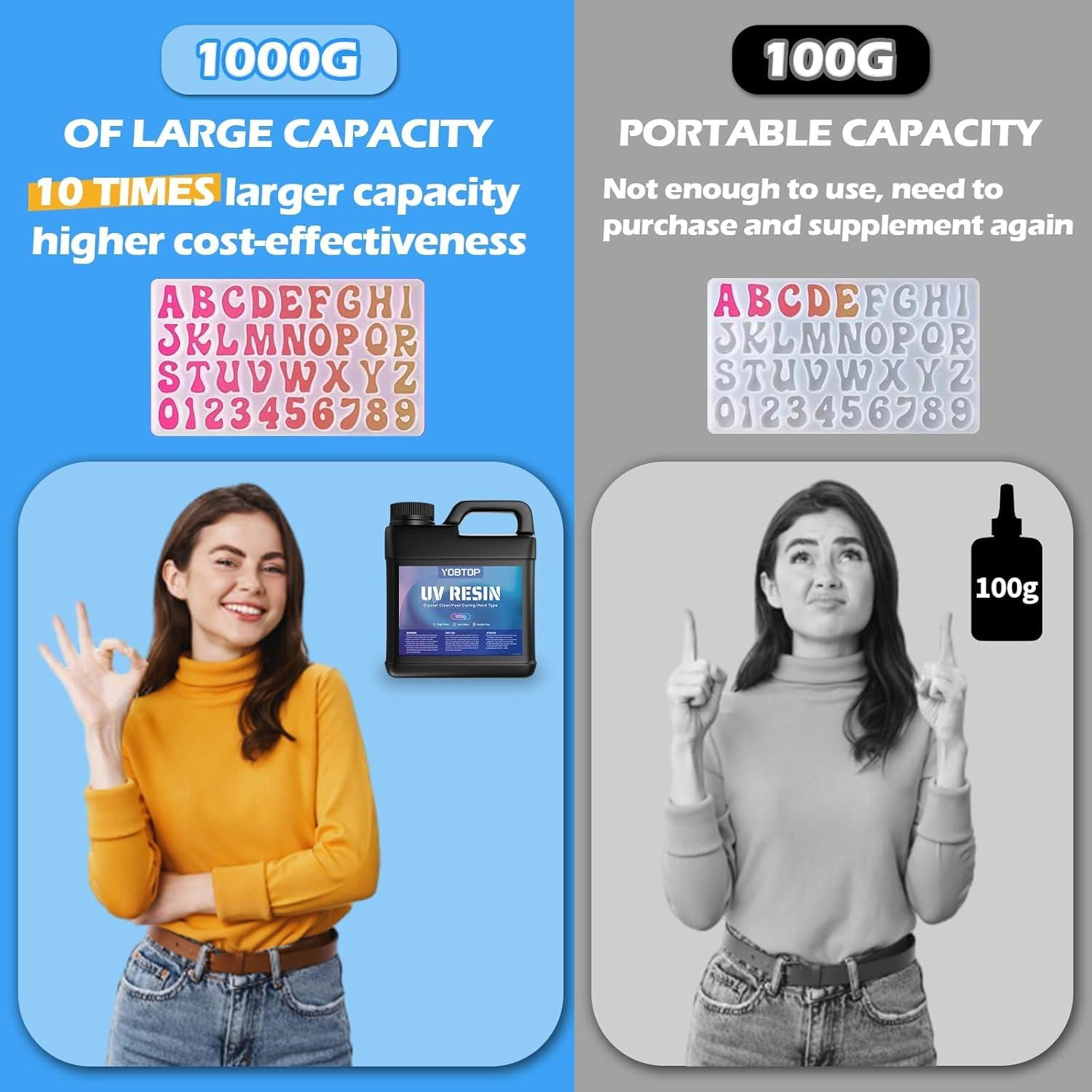 Resina UV 2000g YOBTOP Inodora y de Curado Rápido