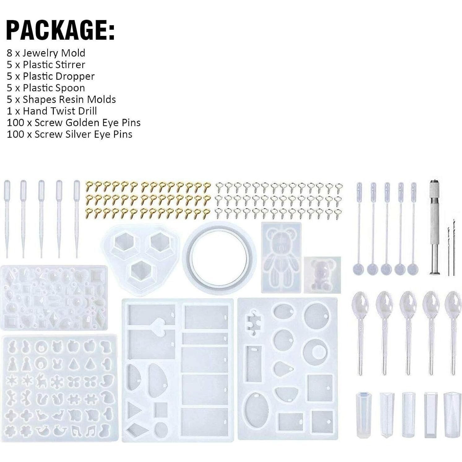 Kit de Moldes de Silicona para Joyería de Resina BRAVECOW 229 Piezas