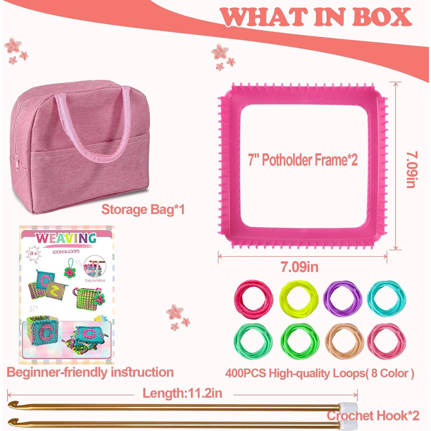 Kit de Telar de Tejer Huoszpk - 2 Marcos de 18 cm, 400 Bucles