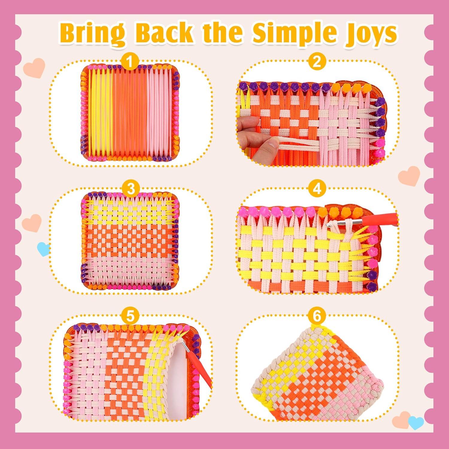 Kit de Telar para Tejer QXHOL con 224 Cuerdas de Nylon