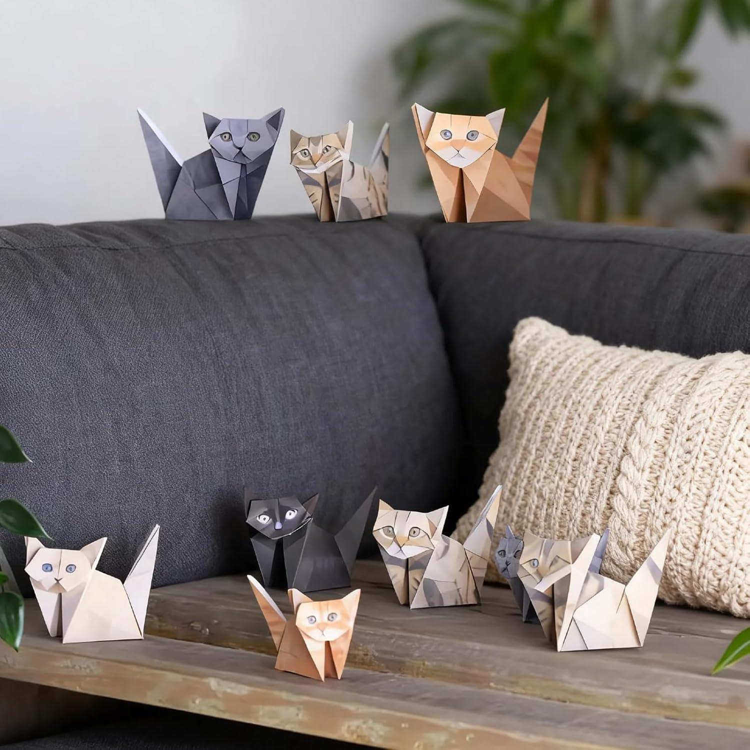 Kit de Origami Gatos - 50 Hojas de Papel Ecológico YIJIE