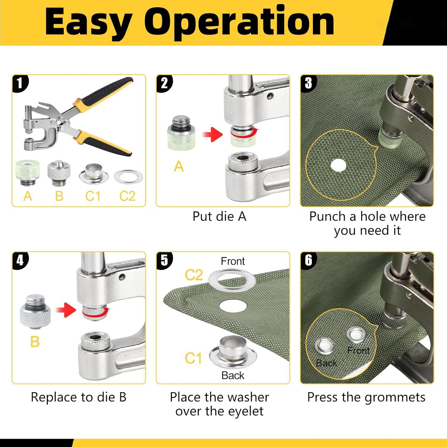 Kit de Herramientas para Ojetes BISUOSHI con Perforador 200 Ojetes 6mm