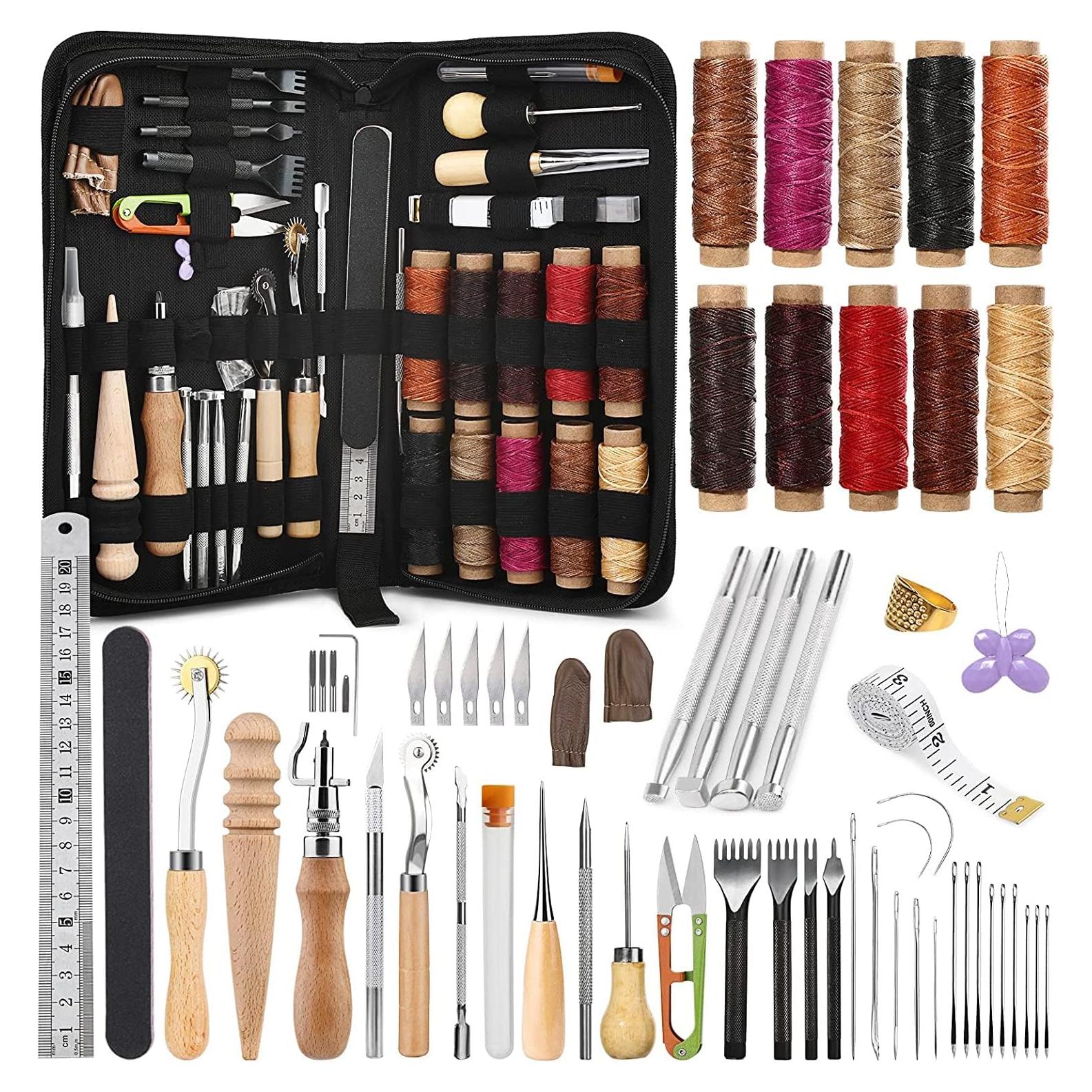 Kit de Costura en Cuero 60 Pcs Jupean con Bolsa de Almacenamiento