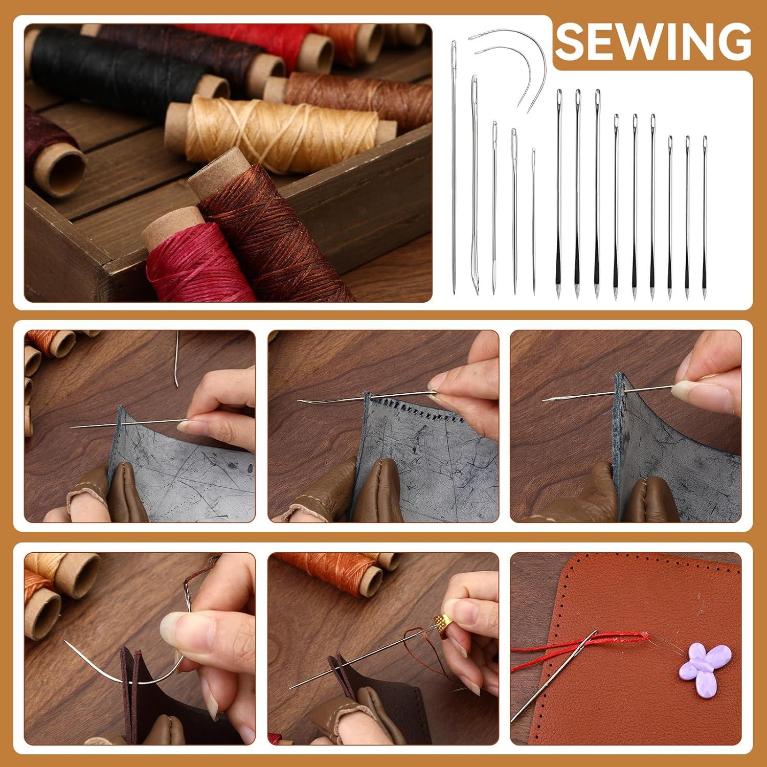 Kit de Costura en Cuero 60 Pcs Jupean con Bolsa de Almacenamiento