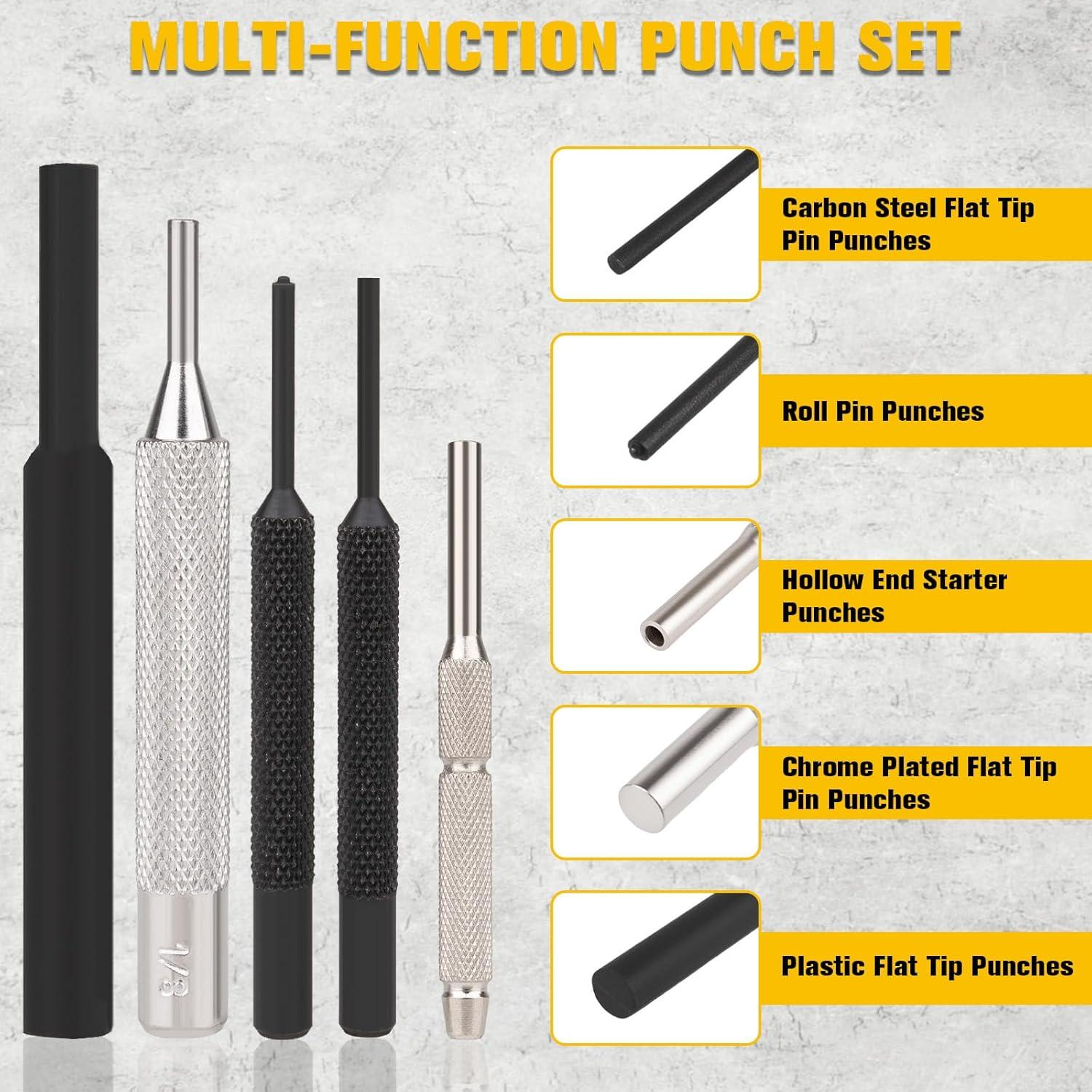 Juego de Punch de 23PCS Beaiguna con Martillo y Bloque de Banco