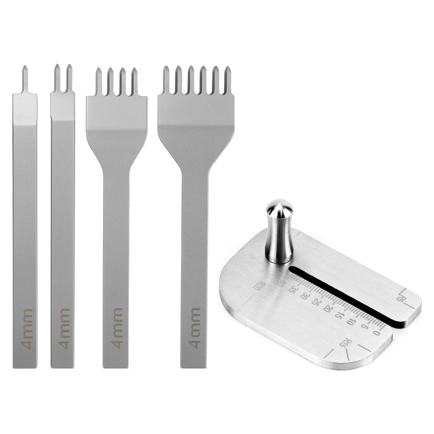 Juego de Punch de Piel QWORK con Placa de Ayuda 4mm