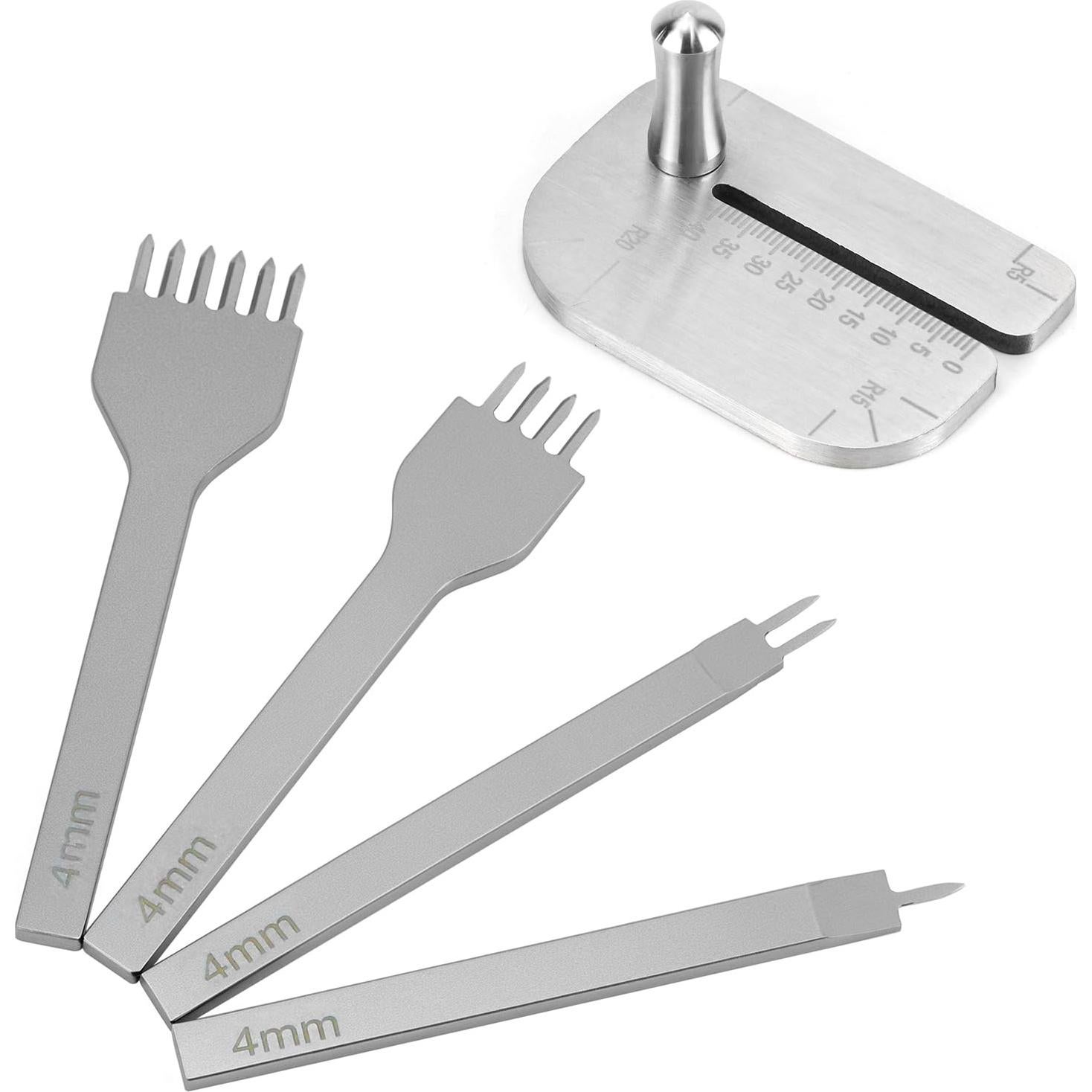 Juego de Punch de Piel QWORK con Placa de Ayuda 4mm