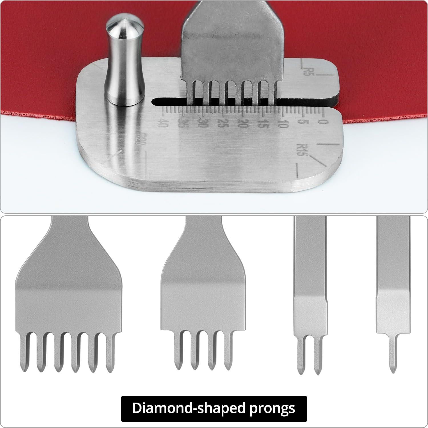 Juego de Punch de Piel QWORK con Placa de Ayuda 4mm