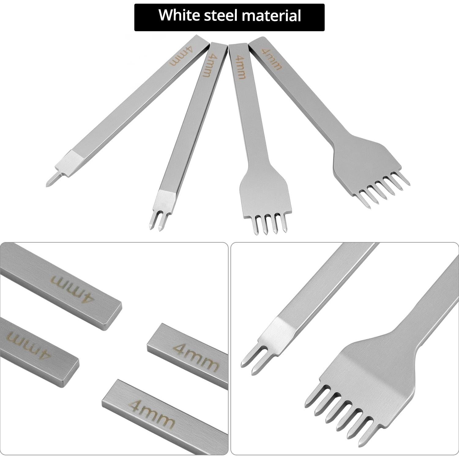 Juego de Punch de Piel QWORK con Placa de Ayuda 4mm