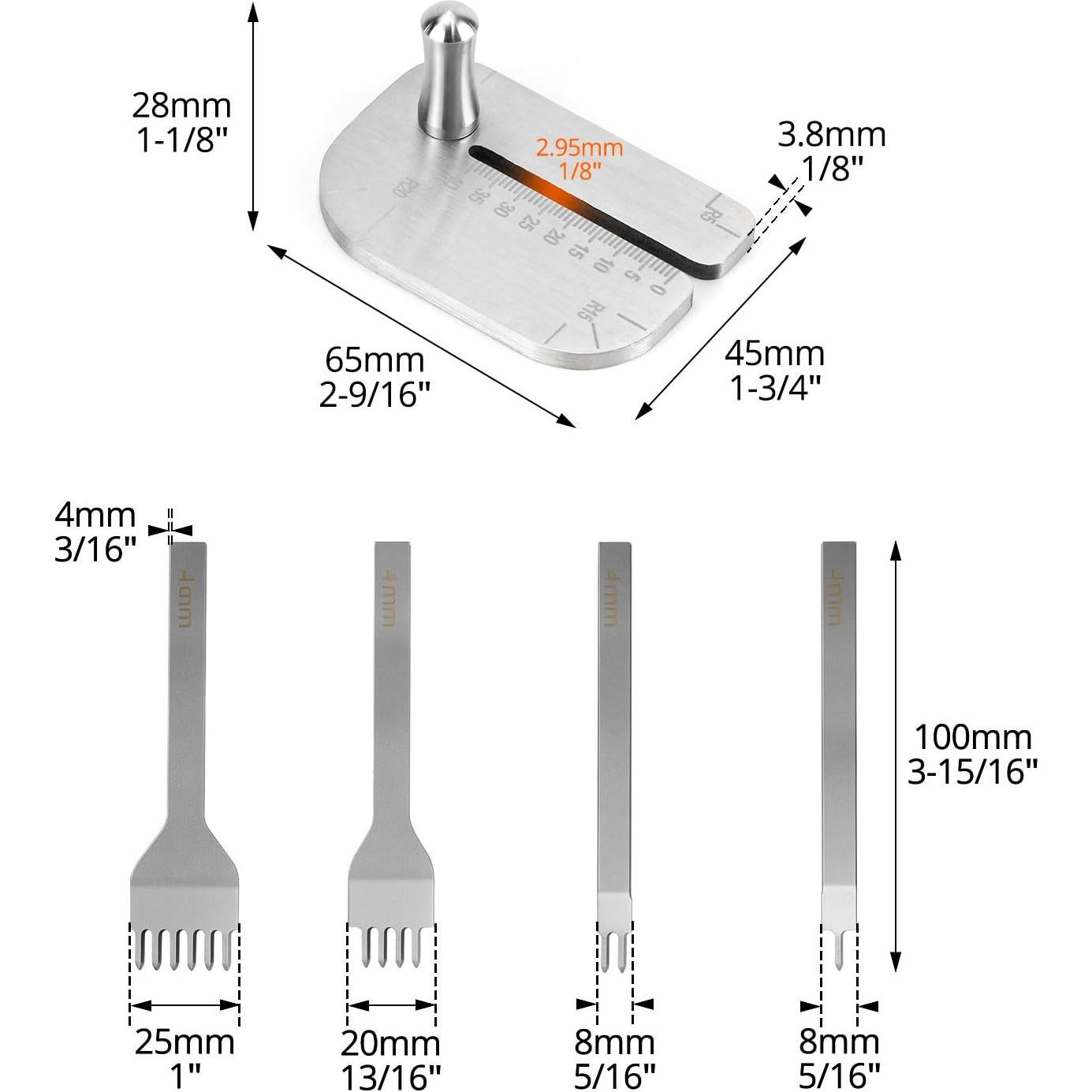 Juego de Punch de Piel QWORK con Placa de Ayuda 4mm