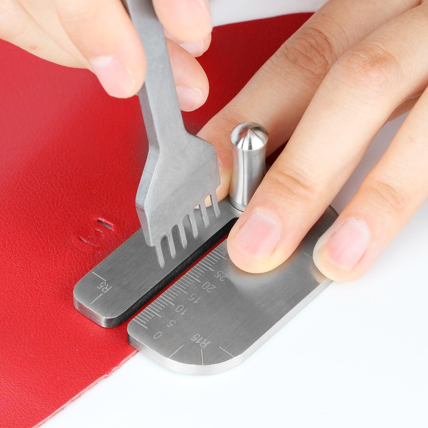 Juego de Punch de Piel QWORK con Placa de Ayuda 4mm