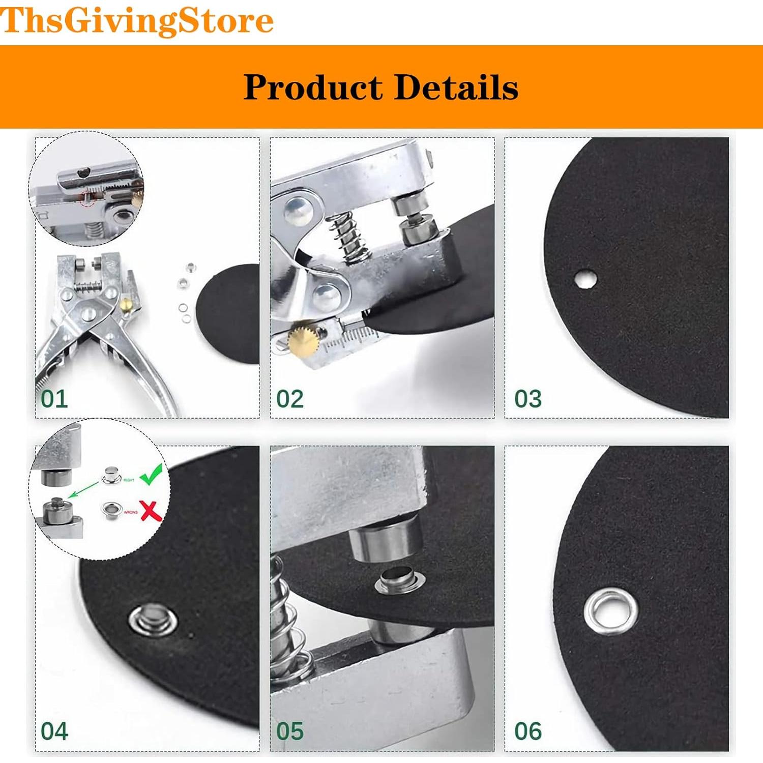 Kit de Ojetes de Metal 100 Pcs con Alicates ThsGivingStore