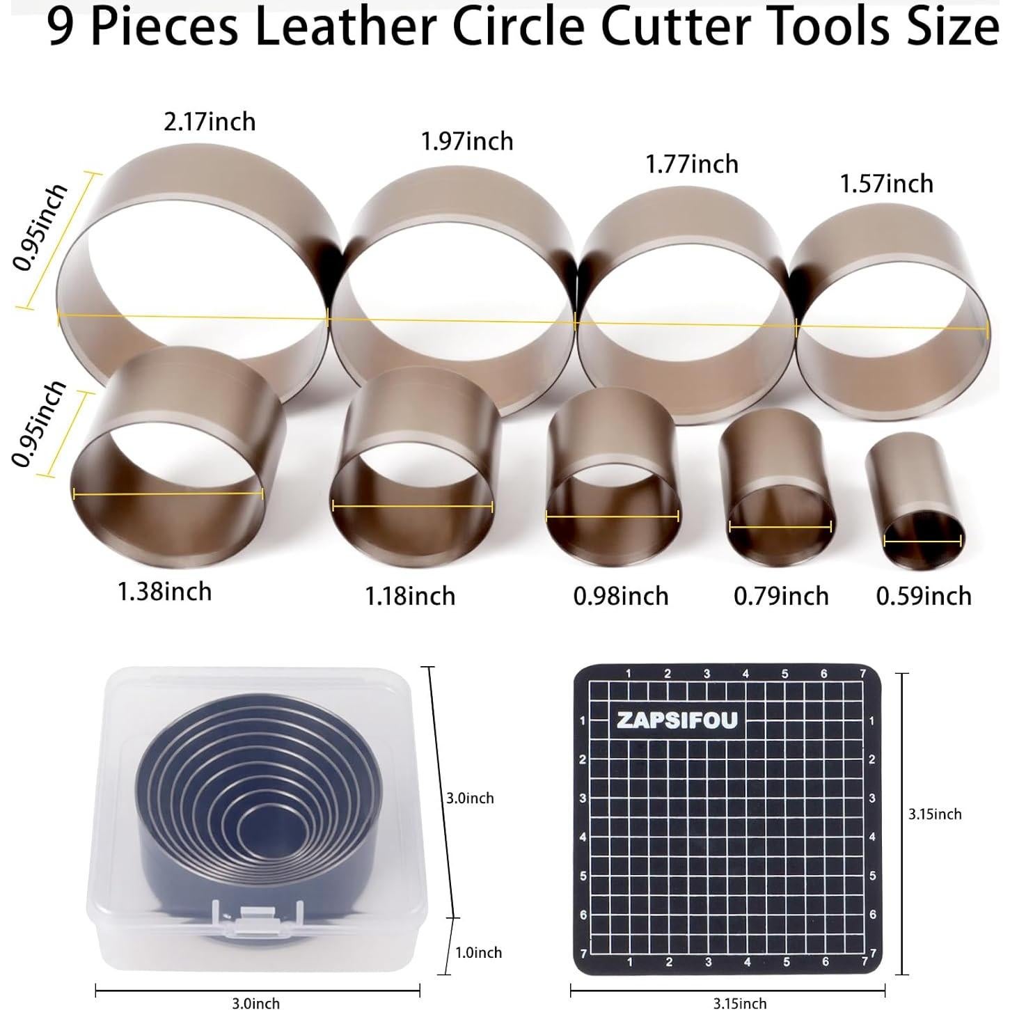 Juego de Herramientas de Corte Circular ZAPSIFOU 9 Piezas 15-55mm